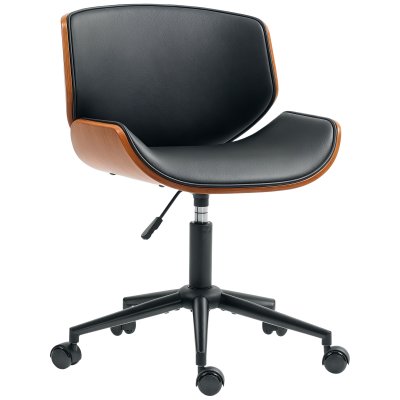 Chaise De Bureau Sans Accoudoirs Hauteur R&eacute;glable Pu Noir