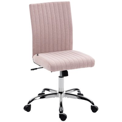 Chaise de bureau sans accoudoirs hauteur r&eacute;glable tissu rose