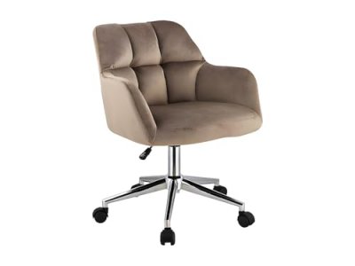 Chaise de bureau - Velours - Beige - Hauteur r&eacute;glable - PEGA - Beige