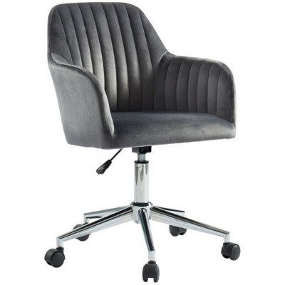 Chaise de bureau - Velours - Gris - Hauteur r&eacute;glable - eleana - Gris