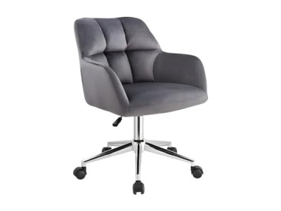 Chaise de bureau - Velours - Gris - Hauteur r&eacute;glable - PEGA