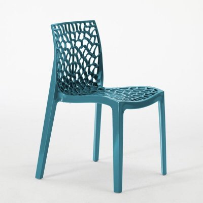 Chaise de cuisine bar caf&eacute; en polypropyl&egrave;ne nid d'abeille Gruvyer Grand Soleil Couleur: Bleu 3