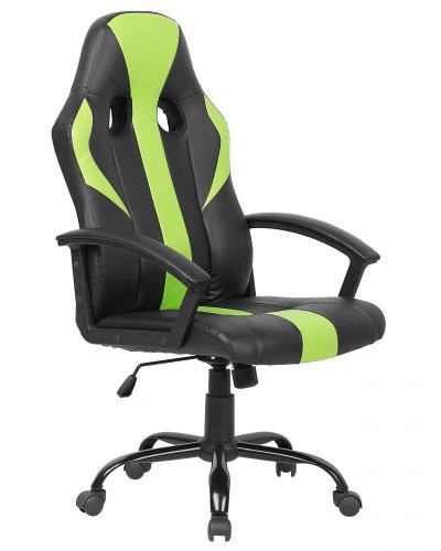 BELIANI Chaise de gamer en cuir pu noir et vert success 149828