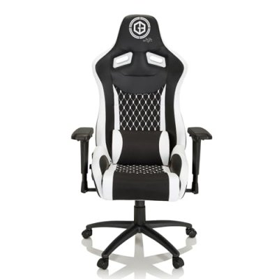 HJH OFFICE Chaise de Gaming / Chaise de bureau GAMEBREAKER SX 04 Tissu / Similicuir noir / blanc
