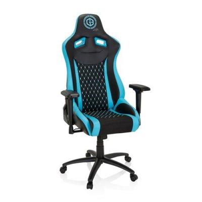 HJH OFFICE Chaise de Gaming / Chaise de bureau GAMEBREAKER SX 04 Tissu / Similicuir noir / turquoise