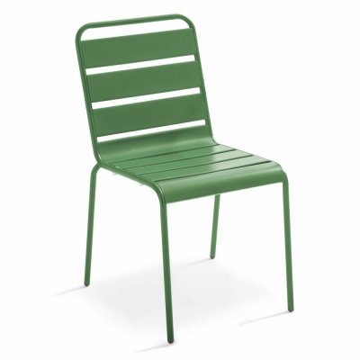 OVIALA Chaise de jardin - 47 x 55 x 83 cm - Acier - Palavas - Vert Cactus