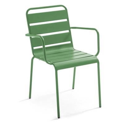 OVIALA Chaise de jardin - 55 x 55 x 83 cm - Acier - Palavas- Vert Cactus