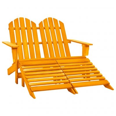 VIDAXL Chaise de jardin Adirondack 2 places et pouf Sapin Orange