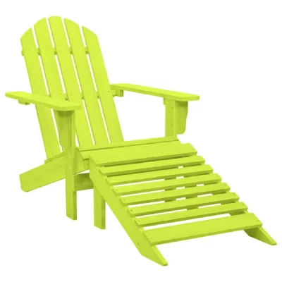 VIDAXL Chaise de jardin Adirondack avec pouf Bois de sapin solide Vert