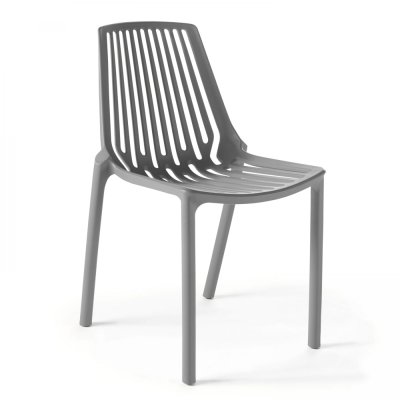 OVIALA Chaise de jardin ajour&eacute;e en plastique gris - Gris
