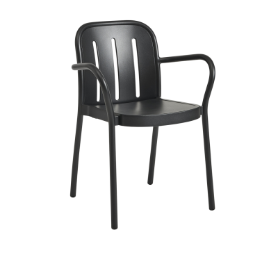 HAY Chaise de jardin avec accoudoirs en m&eacute;tal anthracite Deville - 