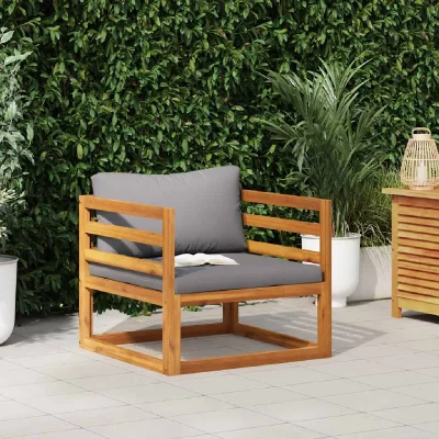 VIDAXL Chaise de jardin avec coussins gris fonc&eacute; Bois d'acacia massif