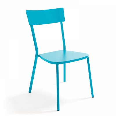 OVIALA Chaise de jardin bistrot - 49 x 56 x 85 cm - Acier -  - Bleu