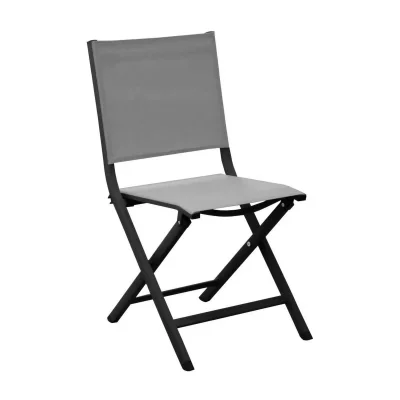 ALIZE Chaise de jardin en aluminium Proloisirs Thema graphite et gris clair