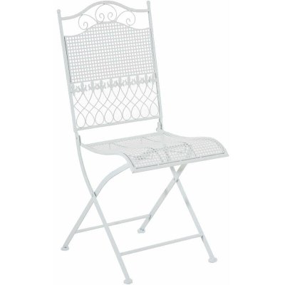 DECOSHOP26 Chaise de jardin en fer forg&eacute; blanc MDJ10025