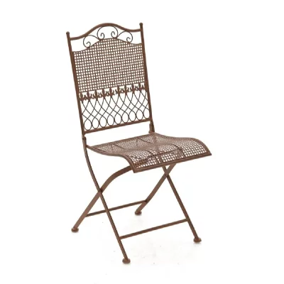 DECOSHOP26 Chaise De Jardin En Fer Forg&eacute; Marron Vieilli Mdj10022