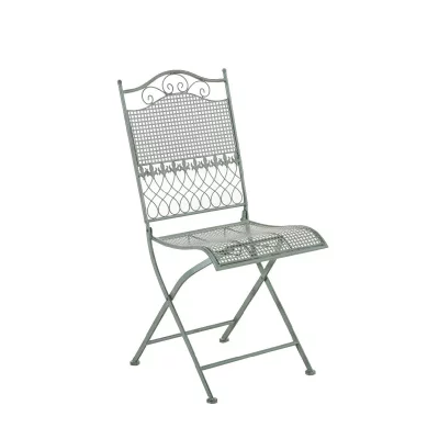 DECOSHOP26 Chaise de jardin en fer forg&eacute; vert vieilli mdj10024
