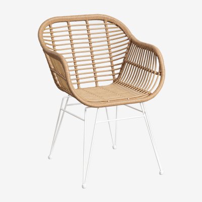 SKLUM Chaise de jardin en rotin synth&eacute;tique Zole  Blanc - Blanc