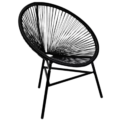 VIDAXL Chaise de jardin forme de lune R&eacute;sine tress&eacute;e Noir