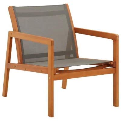 VIDAXL Chaise de jardin Gris Bois d'eucalyptus solide et textil&egrave;ne