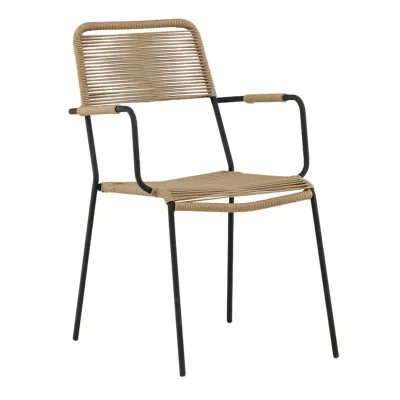 GENERIQUE Chaise de Jardin Lindos 85cm Naturel & Noir