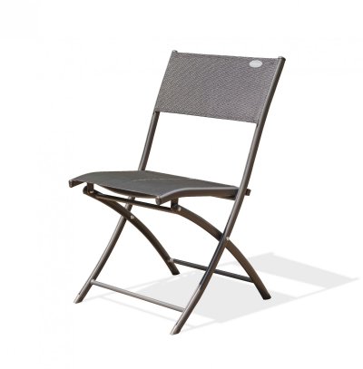 DCB GARDEN Chaise de jardin pliante en aluminium et toile plastifi&eacute;e noire