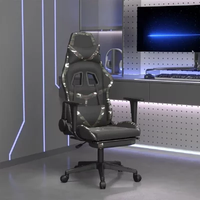 VIDAXL Chaise de jeu de massage repose-pied Noir&Camouflage Similicuir
