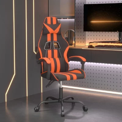 VIDAXL Chaise De Jeu Pivotante Noir Et Orange Similicuir 