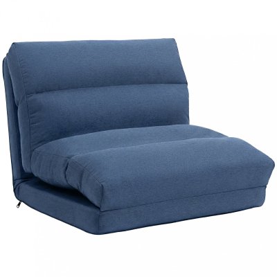 HOMCOM Chaise de sol pliante dossier ajustable tissu bleu fonc&eacute;