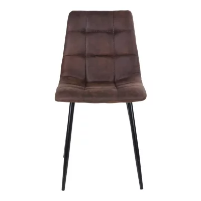 Chaise design en tissu pieds m&eacute;tal marron