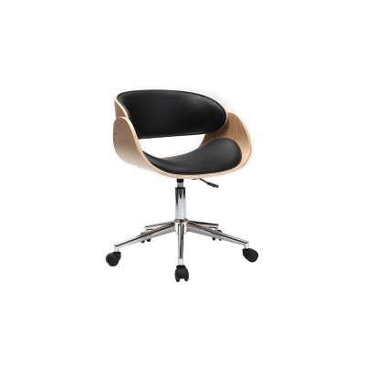 Chaise design roulettes noir et bois clair BENT