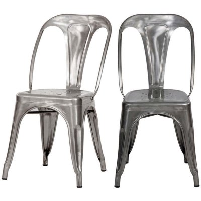 Chaise en m&eacute;tal (lot de 2) - Indus - Chrom&eacute;