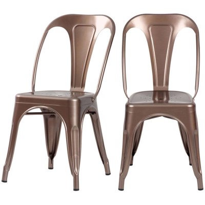 Chaise en m&eacute;tal (lot de 2) - Indus - Cuivre