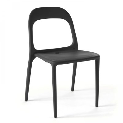OVIALA Chaise en plastique de jardin noir -  