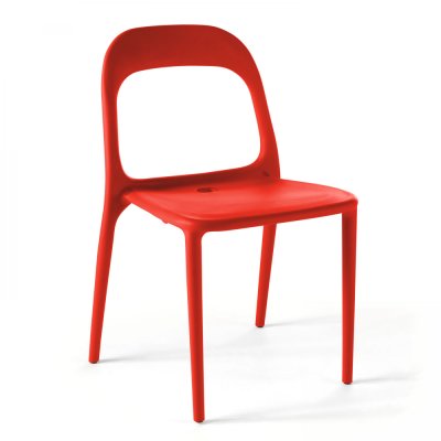 OVIALA Chaise en plastique de jardin rouge