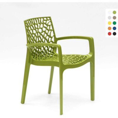 Chaise en polypropyl&egrave;ne accoudoirs jardin caf&eacute; Grand Soleil Gruvyer Arm, Couleur: Anis vert