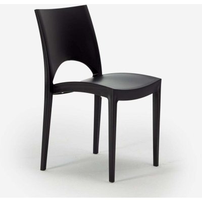 Chaise en polypropyl&egrave;ne empilable salle &agrave; manger bar Paris Grand Soleil, Couleur: Noir