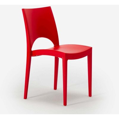 Chaise en polypropyl&egrave;ne empilable salle &agrave; manger bar Paris Grand Soleil, Couleur: Rouge
