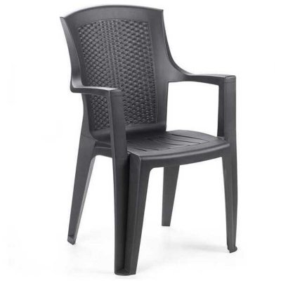 PROGARDEN Chaise en r&eacute;sine et rotin. Dossier haut anthracite. &Eacute;de