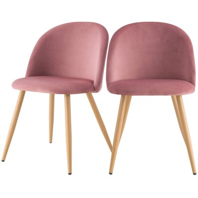 Chaise en velours et pieds en m&eacute;tal (lot de 2) - Cozy - Rose