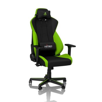 NITRO CONCEPTS Chaise Gamer  S300 Atomic Green - Noir/Vert/Tissu/3D 