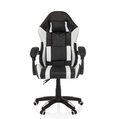 MYBUERO Chaise gaming / chaise de bureau GAMEBREAKER W02 Simili cuir noir/blanc
