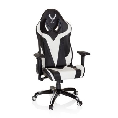 HJH OFFICE Chaise gaming / chaise de bureau promoter i similicuir noir / blanc 