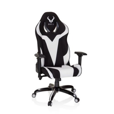 HJH OFFICE Chaise gaming / chaise de bureau promoter ii en tissu noir / blanc 