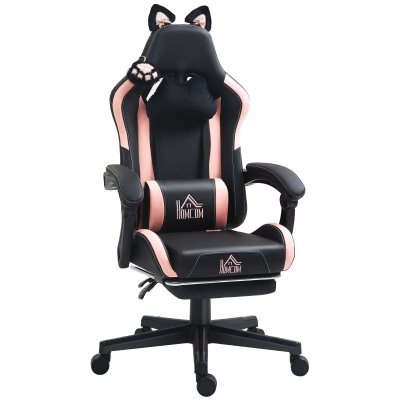 HOMCOM Chaise Gaming Design Oreilles Et Patte De Chat