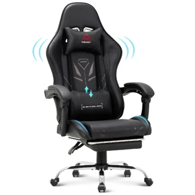 COLAMY Chaise gaming ergonomique, avec repose-pieds, capacit&eacute; de charge maximale 136kg-Noir