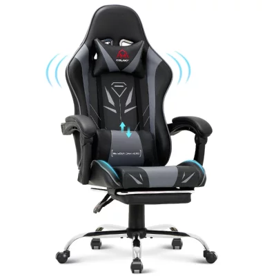 COLAMY Chaise Gaming Ergonomique avec Repose-Pieds - Gris