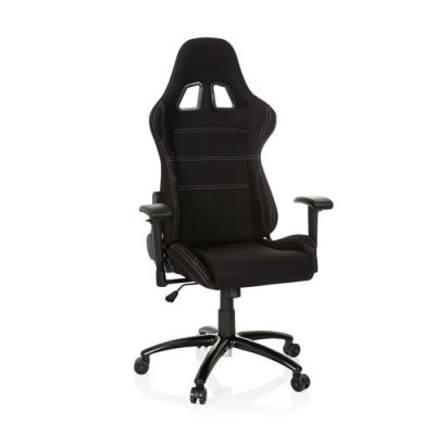 HJH OFFICE Chaise gaming / fauteuil gamer GAME FORCE tissu noir  