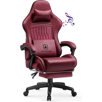GTPLAYER Chaise Gaming  Repose-Pieds Haut-Parleur Bluetooth (Rouge)