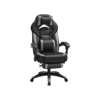 SONGMICS Chaise gaming noir gris